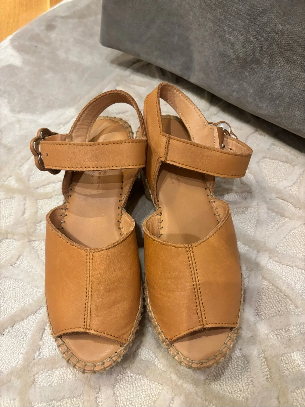 NIB Naguisa Fumarola Tan Leather Espadrille Slingback Sandals